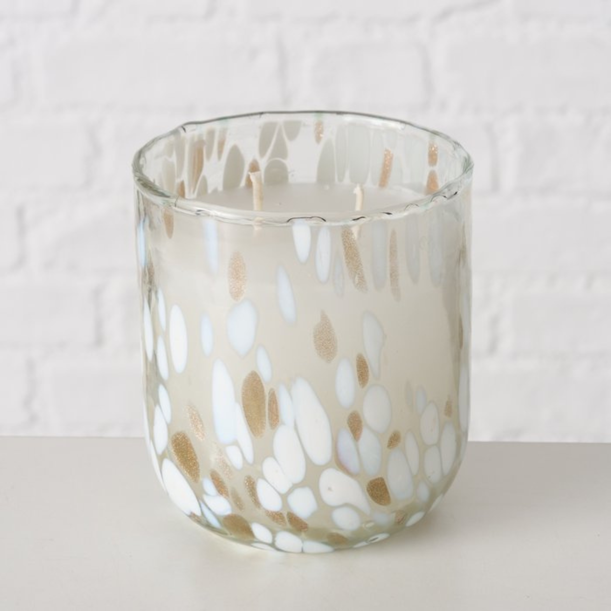 B DOROTY CANDLE POT White, Gold elegant Table decoration